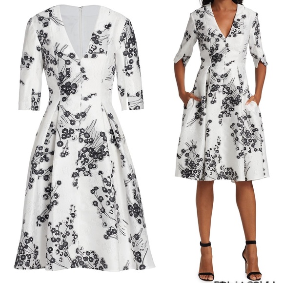 talbot runhof skater dresses Talbot Runhof | Dresses | Talbot Runhof Jacquard Floral Fit Flare Dress
